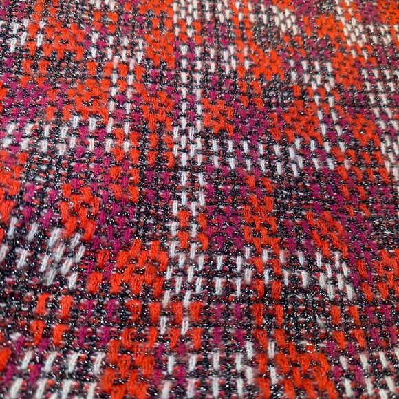 Zara Cropped Blouse Plaid Tweed Sweater Top Womens Knit Ruffled Sleeves Wool - Picture 15 of 16